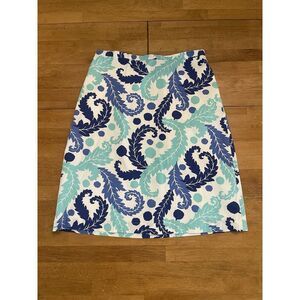 Boden Skirt‎ Blue Floral A-Line Pencil Womens 6 Lined Cotton